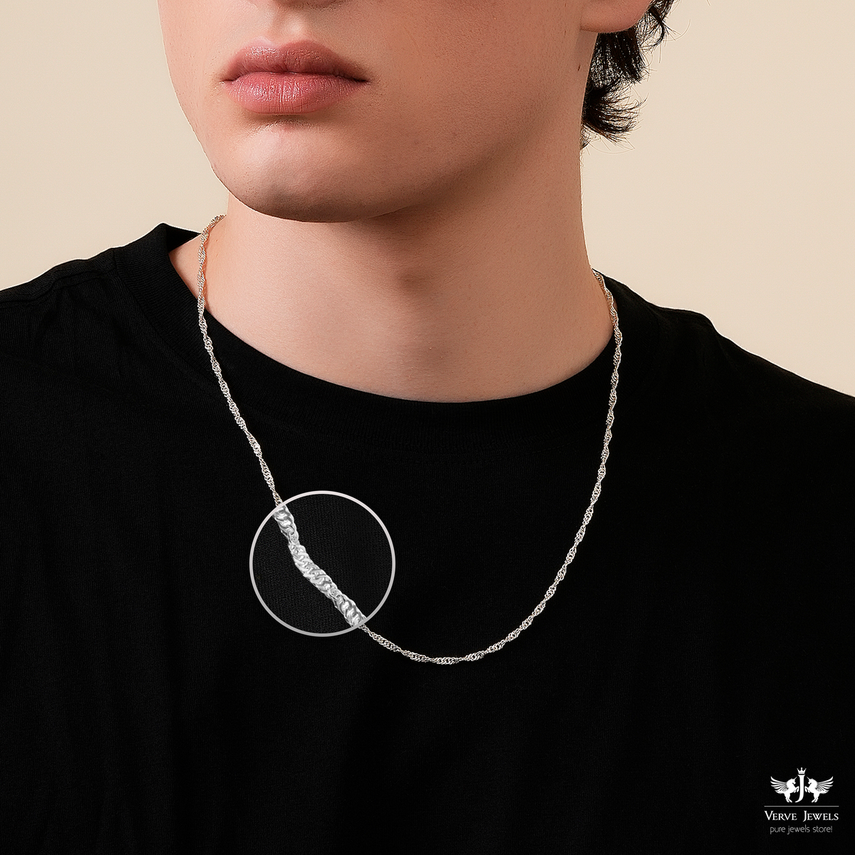 Disco Chain Necklace 925 Sterling Silver Men's