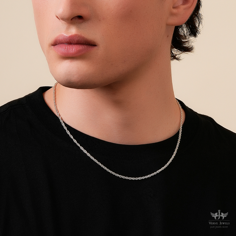 Rope Chain Necklace 925 Sterling Silver Men's – VerveJewels