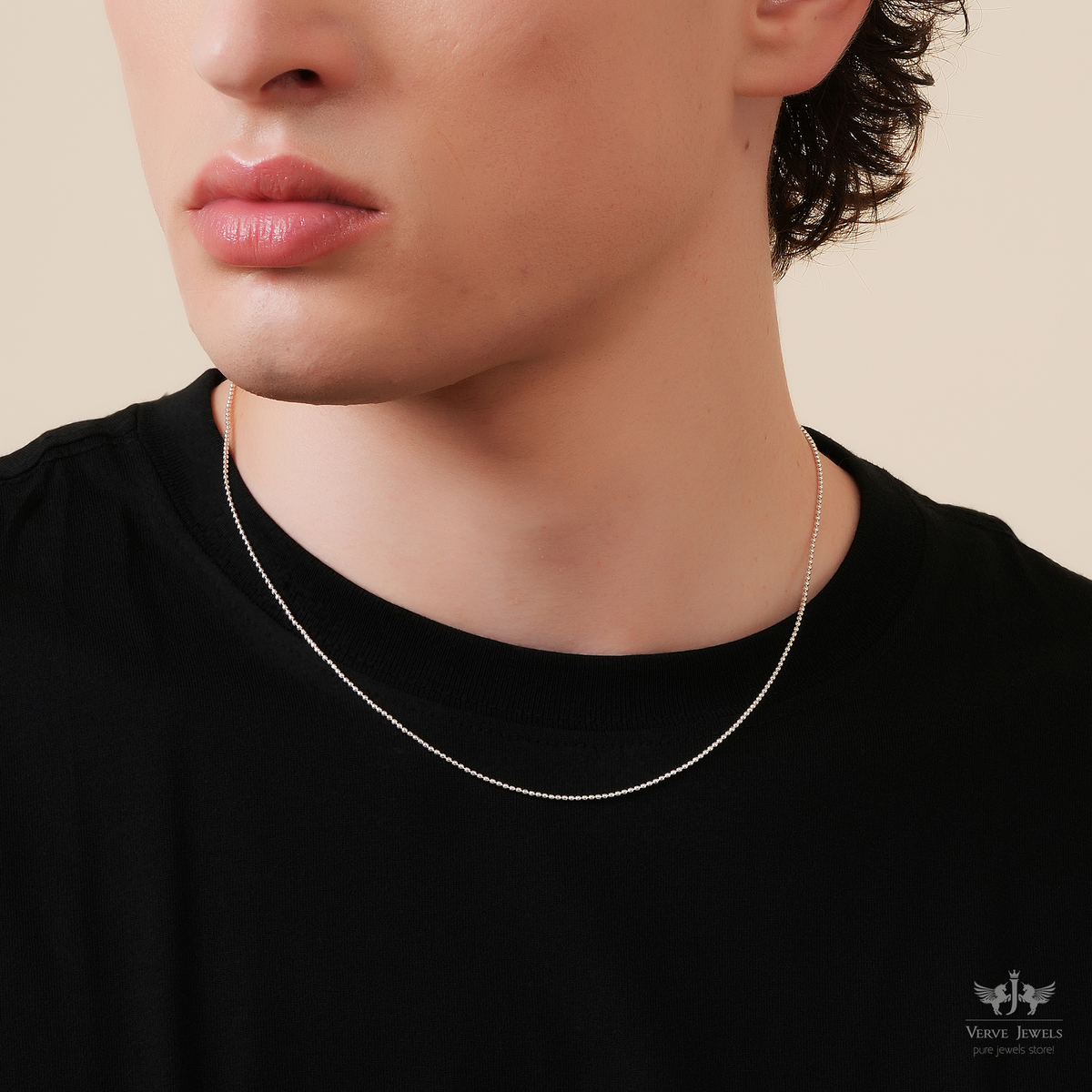 Ball Chain Necklace 925 Sterling Silver Men's – VerveJewels