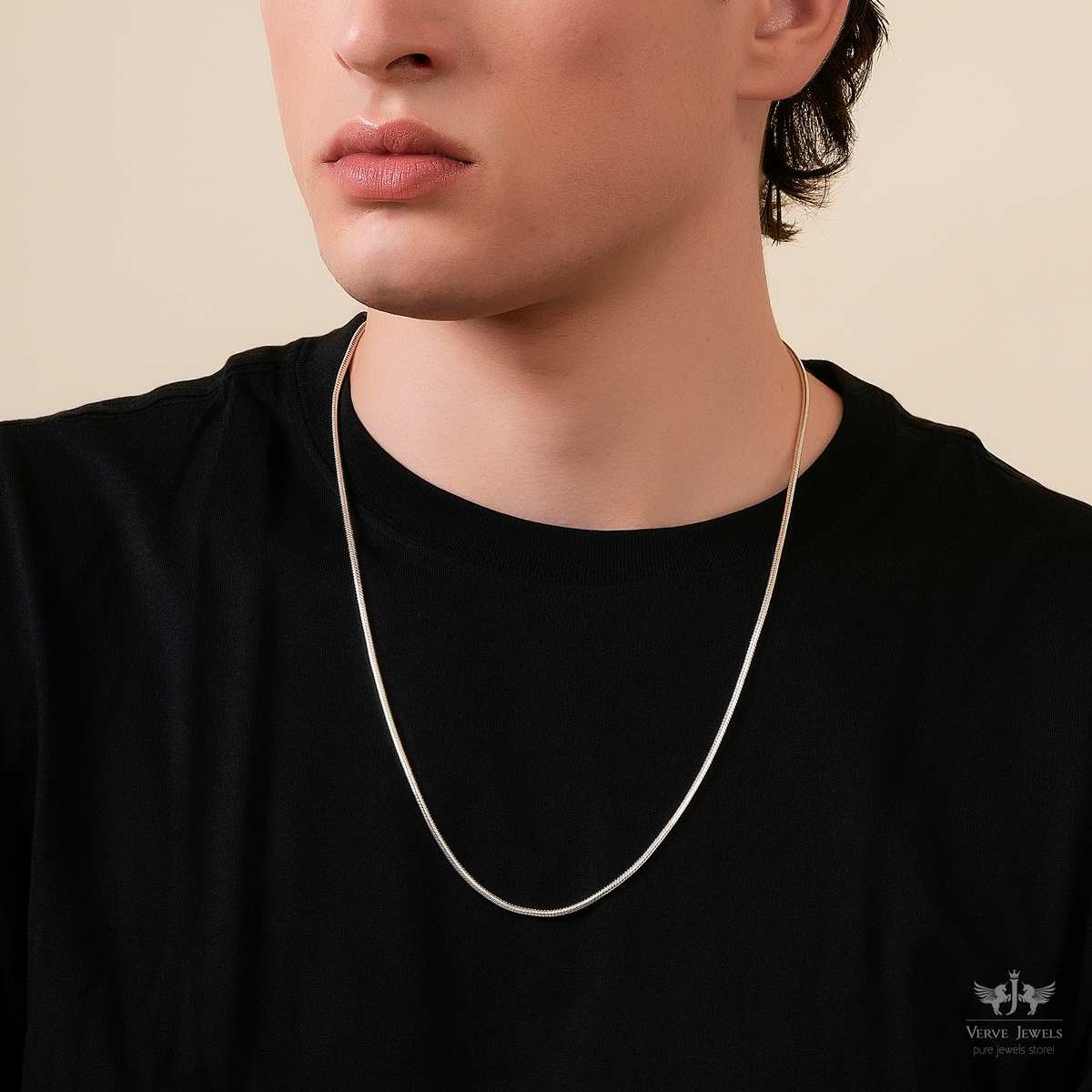 Snake Chain Necklace 925 Sterling Silver Men's
