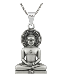 Sterling Silver 92.5 Lord Mahavir Pendant Necklace – Emblem of Peace & Enlightenment
