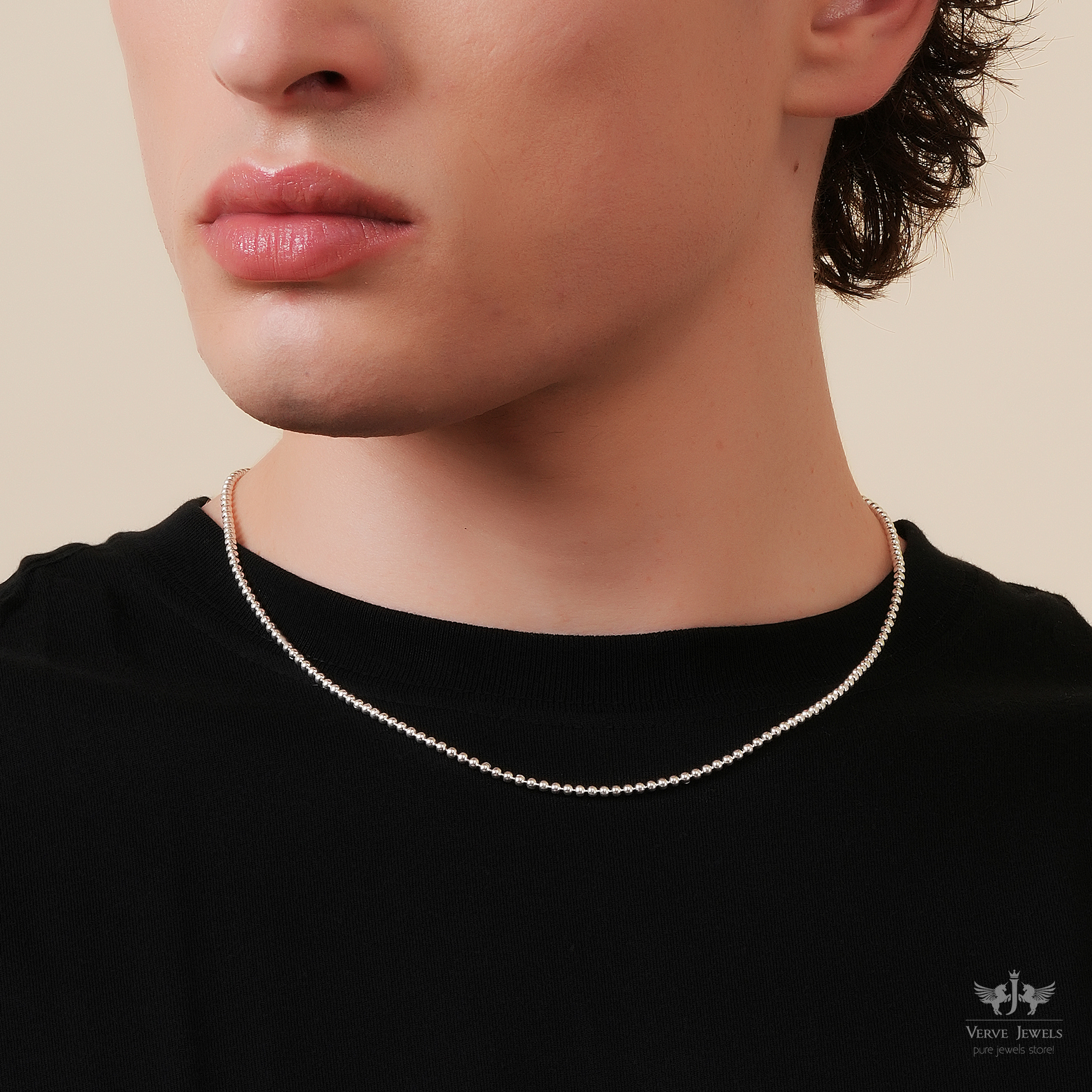 Ball Chain Necklace 925 Sterling Silver Men's – VerveJewels