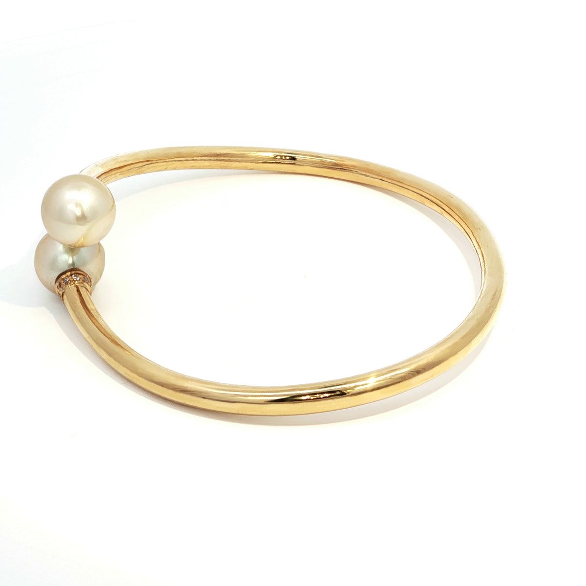 925 Sterling Silver Cuff Bracelet with Round South Sea Pearl Accents