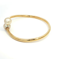 925 Sterling Silver Cuff Bracelet with Round South Sea Pearl Accents