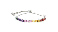 925 Sterling Silver Tennis Bracelet with Multi-Coloured Cubic Zirconia
