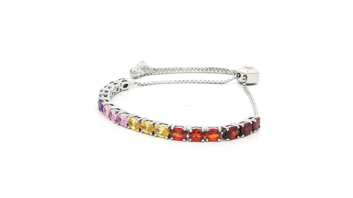 925 Sterling Silver Tennis Bracelet with Multi-Coloured Cubic Zirconia