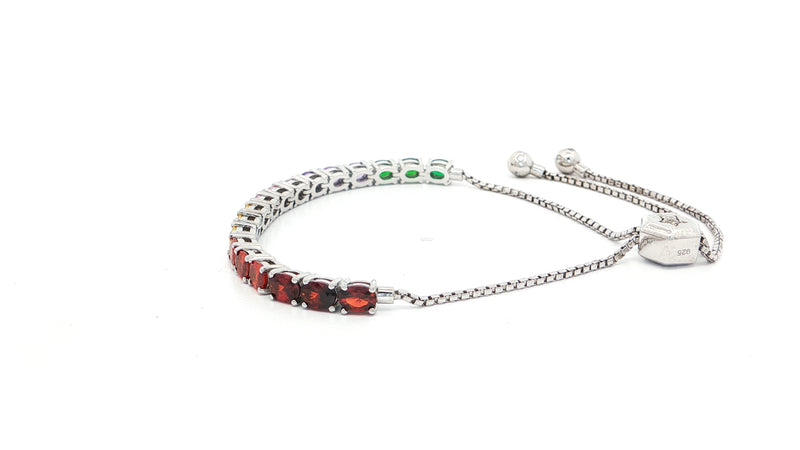 925 Sterling Silver Tennis Bracelet with Multi-Coloured Cubic Zirconia