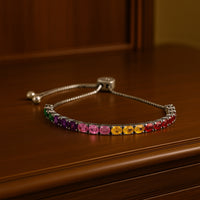 925 Sterling Silver Tennis Bracelet with Multi-Coloured Cubic Zirconia