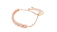 Rose Gold 925 Sterling Silver Tennis Bracelet with Vivid Pink Oval Cubic Zirconia