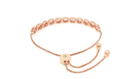 Rose Gold 925 Sterling Silver Tennis Bracelet with Vivid Pink Oval Cubic Zirconia
