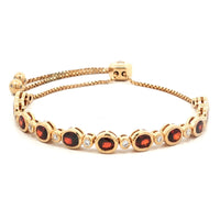 Yellow Rhodium Plated Silver Bracelet with White & Red Cubic Zirconia