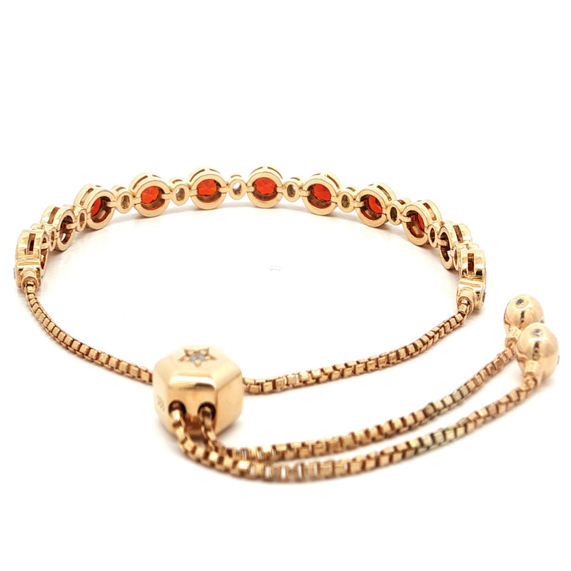 Yellow Rhodium Plated Silver Bracelet with White & Red Cubic Zirconia