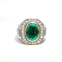 Silver Ring with Oval Cabochon Hydro-Emerald