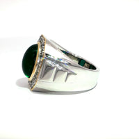 Silver Ring with Oval Cabochon Hydro-Emerald