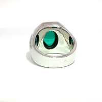 Silver Ring with Oval Cabochon Hydro-Emerald