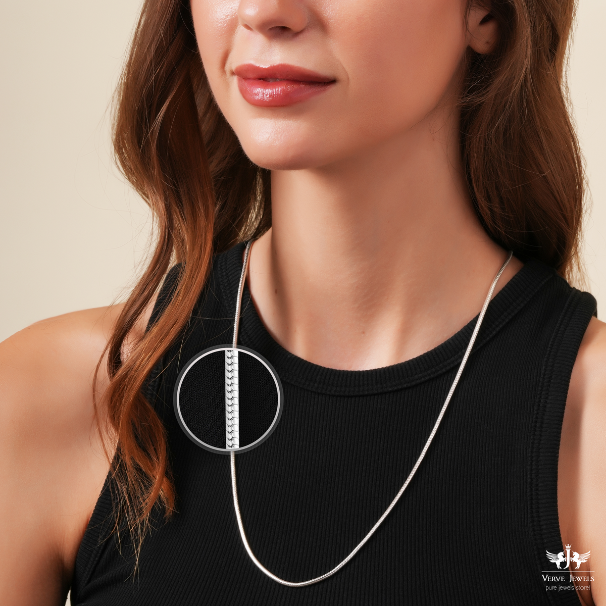 Snake Chain Necklace 925 Sterling Silver Women's - Main Image