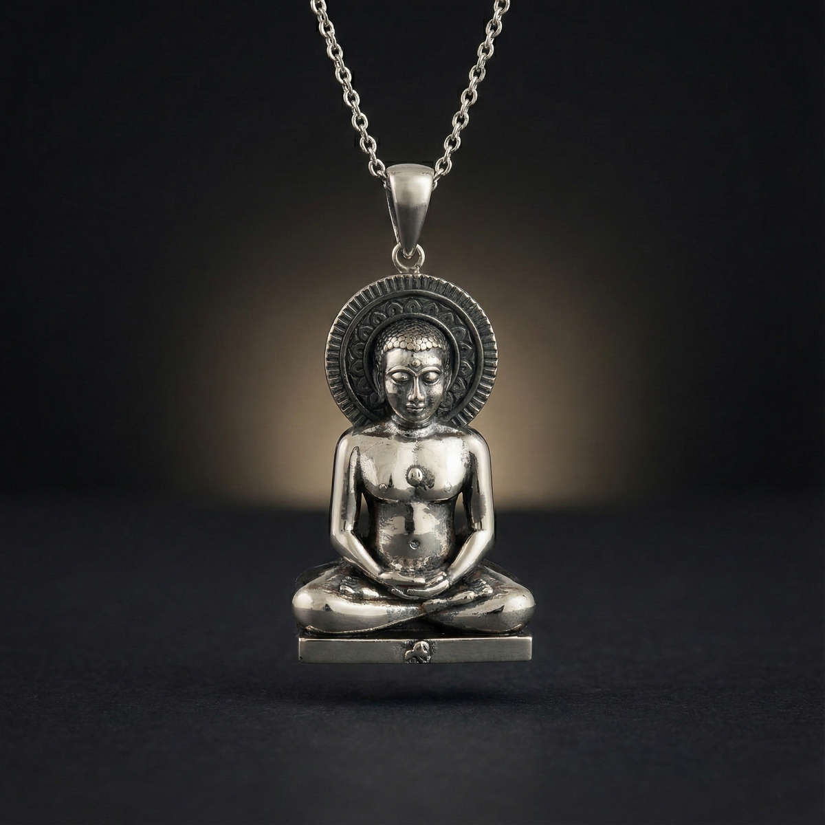 Sterling Silver 92.5 Lord Mahavir Pendant Necklace – Emblem of Peace & Enlightenment