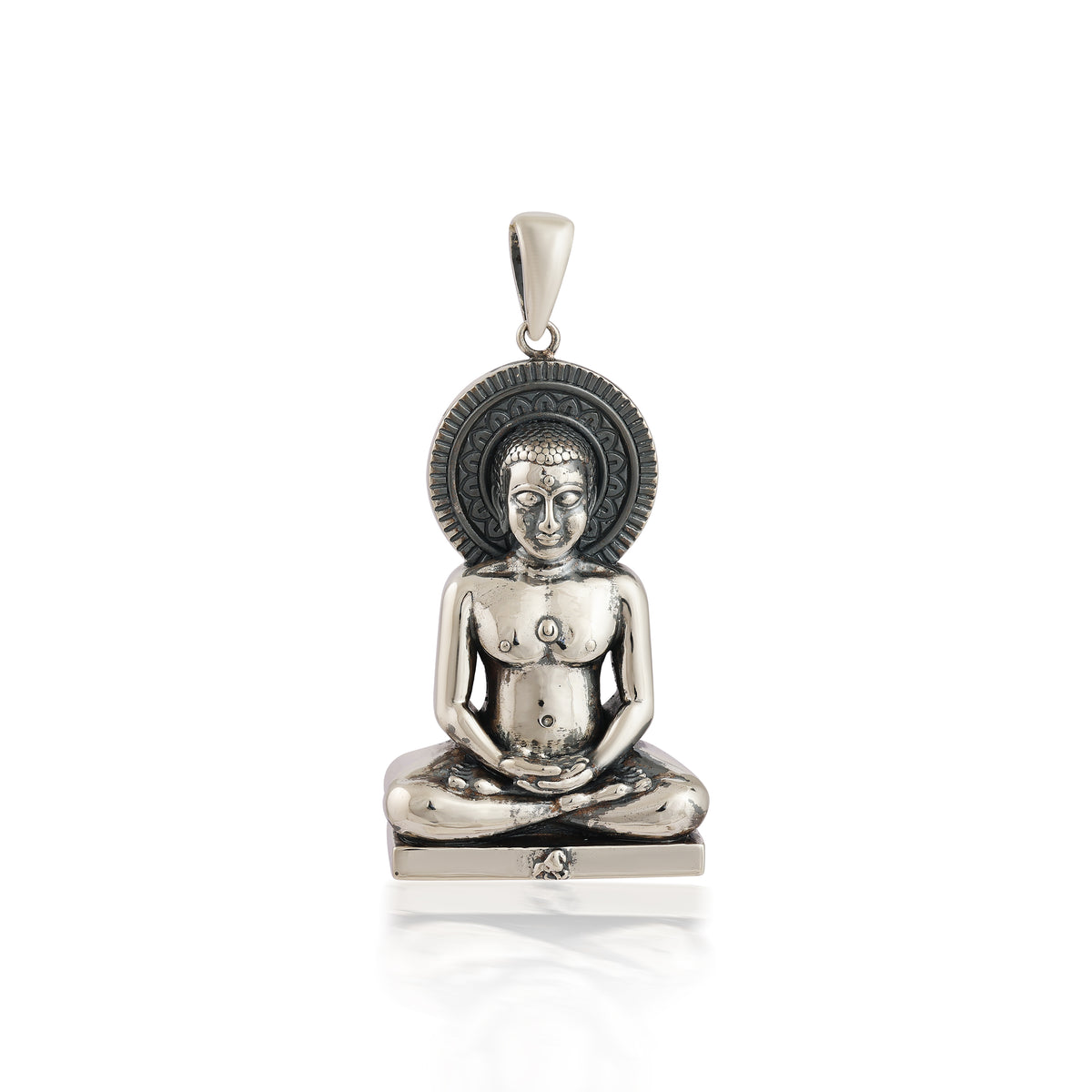 Sterling Silver 92.5 Lord Mahavir Pendant Necklace – Emblem of Peace & Enlightenment