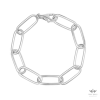 926 Sterling Silver Irregular Oval Link Chain Bracelet - Unisex