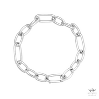 Solid Silver Oval Link Chain Bracelet - Unisex