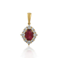 Amora – Ruby & Diamond Halo Pendant in Gold