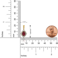 Amora – Ruby & Diamond Halo Pendant in Gold