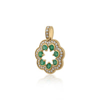 Florentina – Gold Emerald & Diamond Floral Pendant With Chain