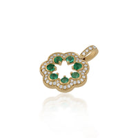 Florentina – Gold Emerald & Diamond Floral Pendant With Chain