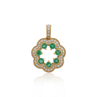 Florentina – Gold Emerald & Diamond Floral Pendant With Chain