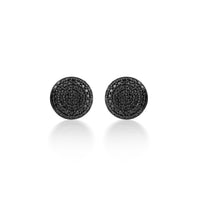 Black Diamond Pavé Round Stud Earrings