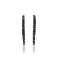 Midnight Halo – Sapphire-Studded Classic Hoop Earrings