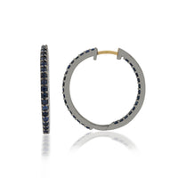 Midnight Halo – Sapphire-Studded Classic Hoop Earrings