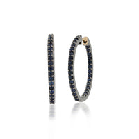 Midnight Halo – Sapphire-Studded Classic Hoop Earrings