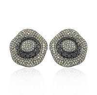 Noir Bloom Black & White Diamond Stud Earrings
