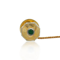 Zar – Emerald & Crystal Kurta Button Set in Gold Finish