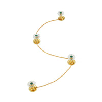 Zar – Emerald & Crystal Kurta Button Set in Gold Finish