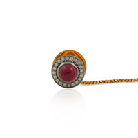 Crimson Majesty – Ruby Kurta Button Set with Diamond Halo