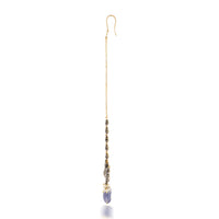 Antique Gold Chain Maang Tikka with Tanzanaite Drops, Polkis, & Pearls