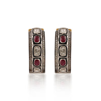 Heritage Ruby & Polki Diamond Hoop Earrings