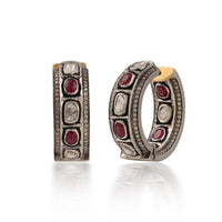 Heritage Ruby & Polki Diamond Hoop Earrings