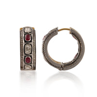 Heritage Ruby & Polki Diamond Hoop Earrings