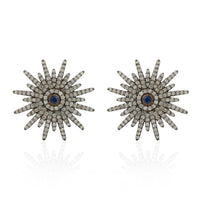 Midnight Starburst Diamond & Sapphire Stud Earrings