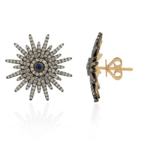 Midnight Starburst Diamond & Sapphire Stud Earrings