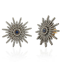 Midnight Starburst Diamond & Sapphire Stud Earrings