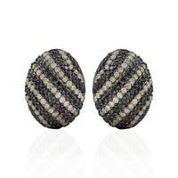 Victorian Swirl – Black & White Diamond Dome Studs