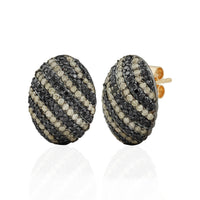 Victorian Swirl – Black & White Diamond Dome Studs
