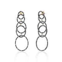 Victorian Noir – Black Diamond Circle Drop Earrings