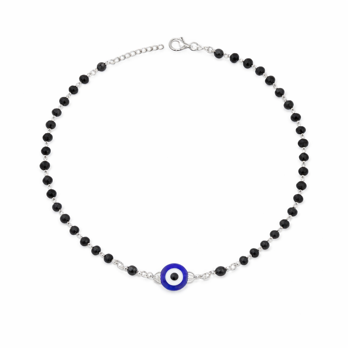 925 Silver Evil Eye Beaded Anklet for Women  Stylish Nazar Protection Anklet