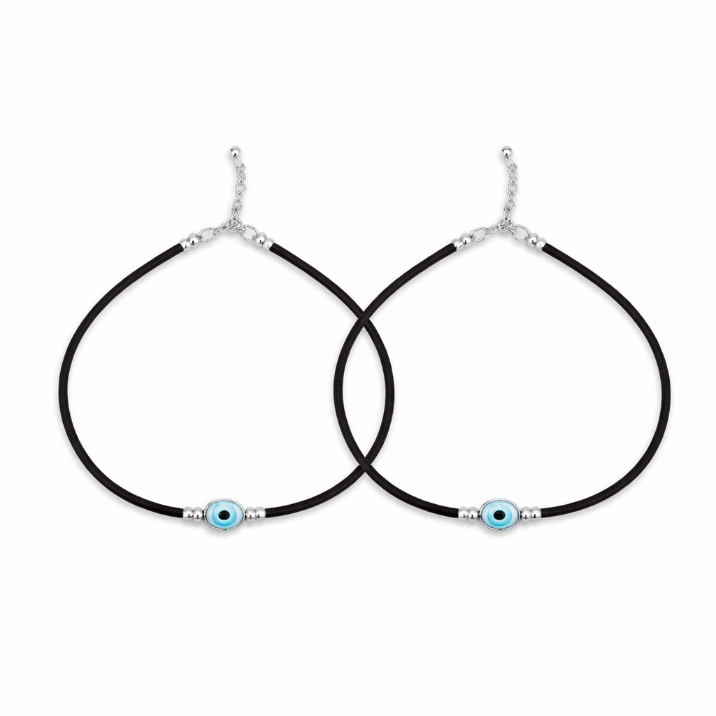 925 Sterling Silver Evil Eye Anklet for Women | Nazar Protection Payal