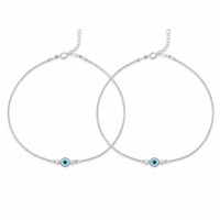 925 Sterling Silver Evil Eye Traditional Anklet for Women | Nazar Protection Payal